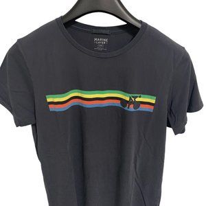 Marine Layer Shirt Mens Large Blue Short Sleeve Crew Neck Bicycle Logo